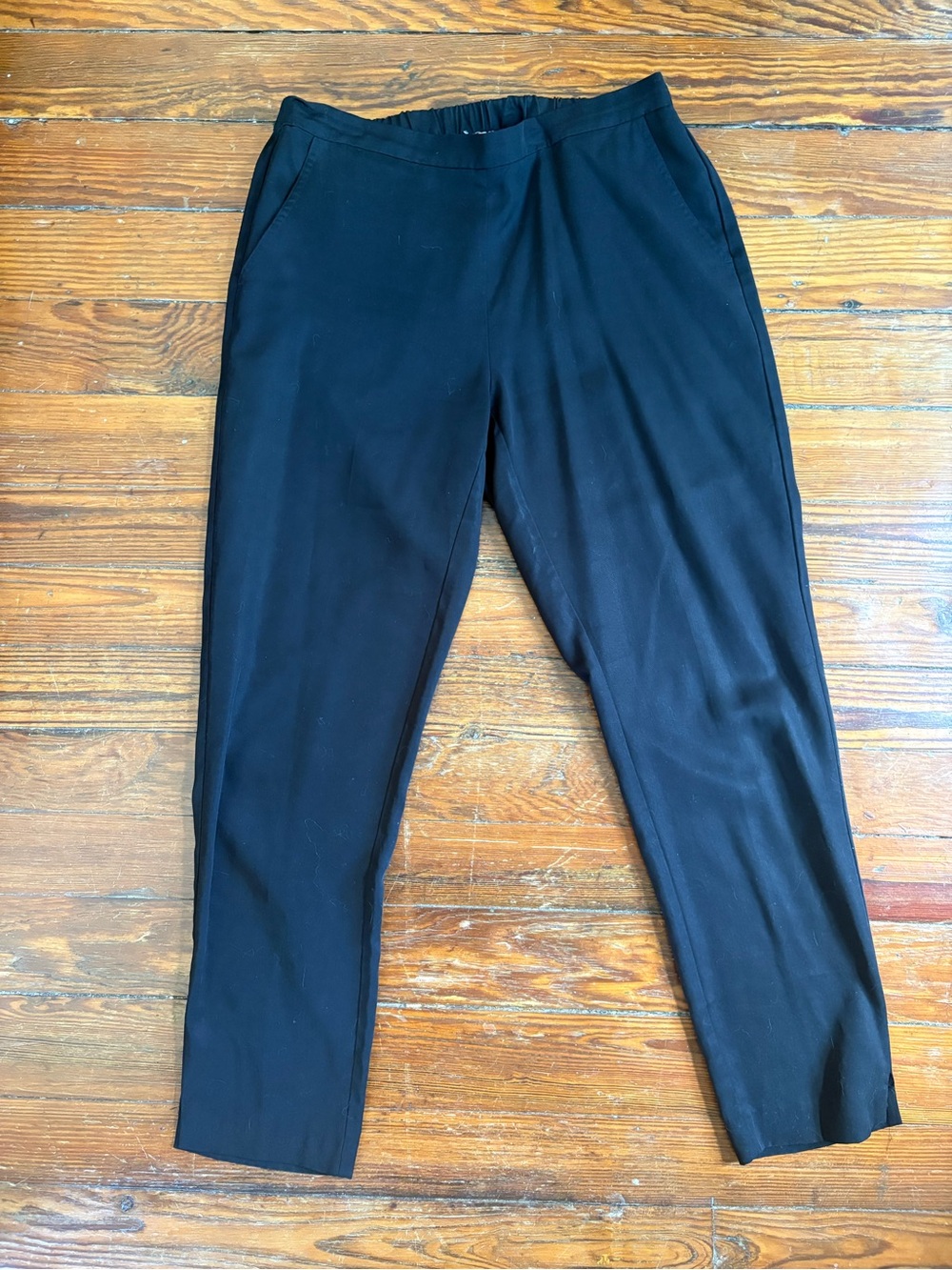 Eileen Fisher Black Tapered Pull-On Trousers